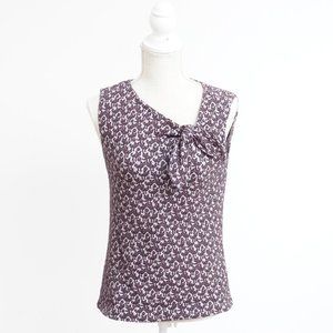 SALE Anthropologie Maeve Cat Print Sleeveless Tie Bow Detail Top XS
